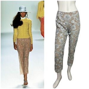 Palm B*tch! Michael Kors Collection Blue Lace Illusion Silk Runway Pants 4